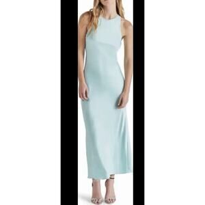 Steve Madden Diane Maxi Dress Light Blue Satin Sleeveless Size 4 New With Tags